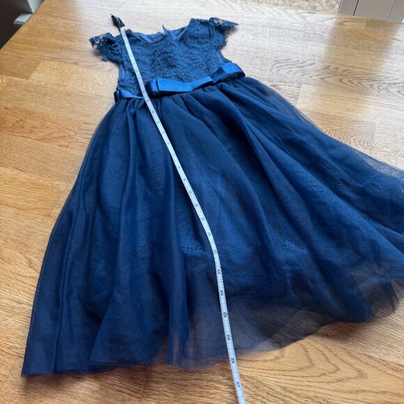 Toddler Blue Lace Flower Girl Dress Size 100 (2T) - Picture 8 of 10